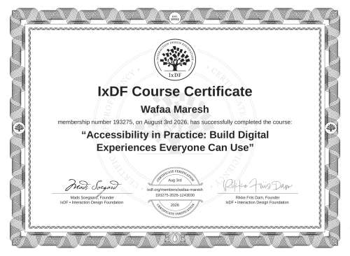 Accessibility in Practice: Build Digital Experiences Everyone Can Use certificate