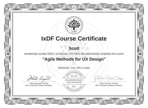 Agile Methods for UX Design certificate
