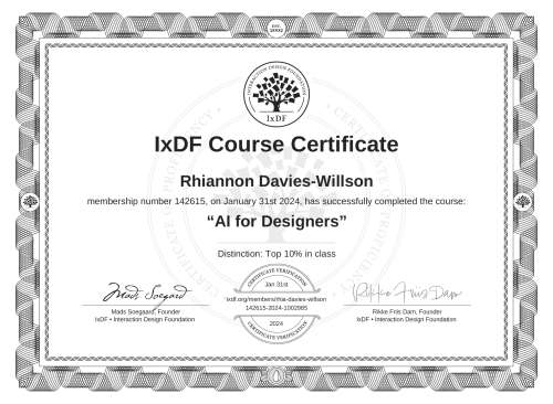 AI for Designers certificate