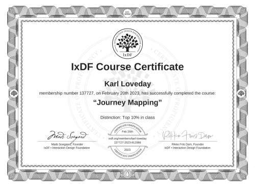 Journey Mapping certificate