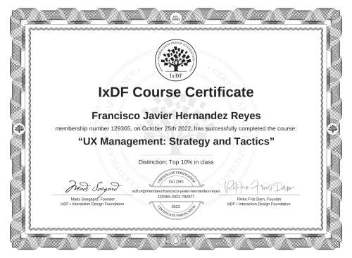 UX Management: Strategy and Tactics certificate