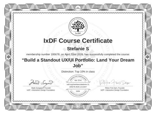 Build a Standout UX/UI Portfolio: Land Your Dream Job certificate
