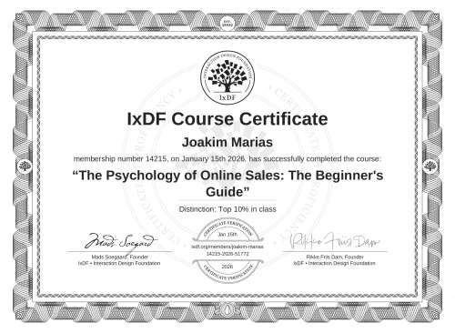 The Psychology of Online Sales: The Beginner's Guide certificate