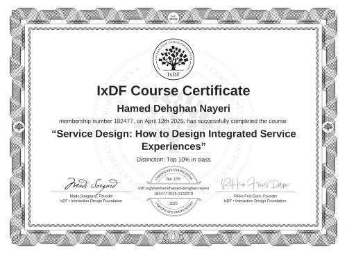 Service Design: How to Design Integrated Service Experiences certificate
