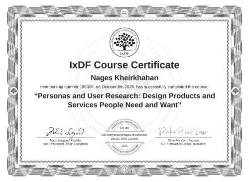 Personas and User Research: Design Products and Services People Need and Want certificate