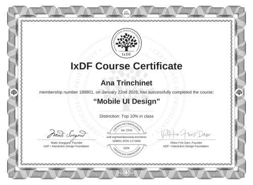Mobile UI Design certificate