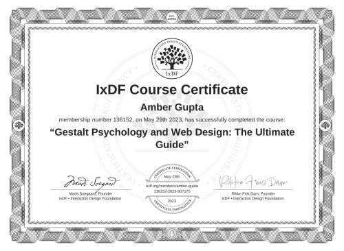 Gestalt Psychology and Web Design: The Ultimate Guide certificate