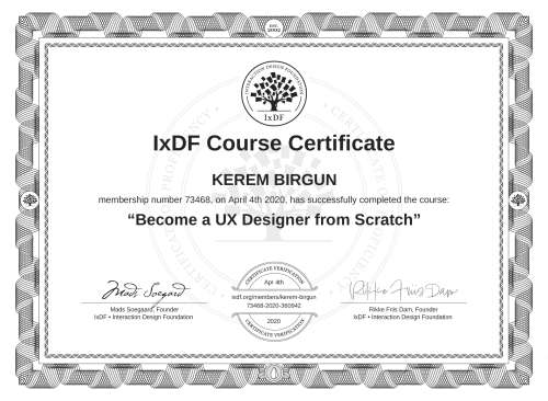 Become a UX Designer from Scratch certificate