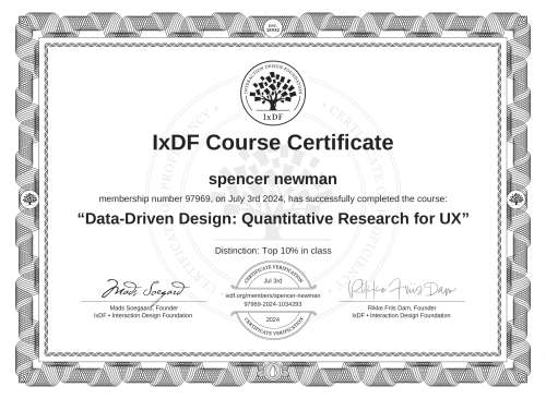 Data-Driven Design: Quantitative Research for UX certificate