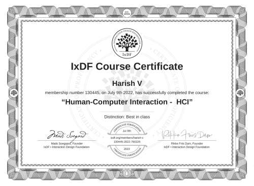 Human-Computer Interaction -  HCI certificate