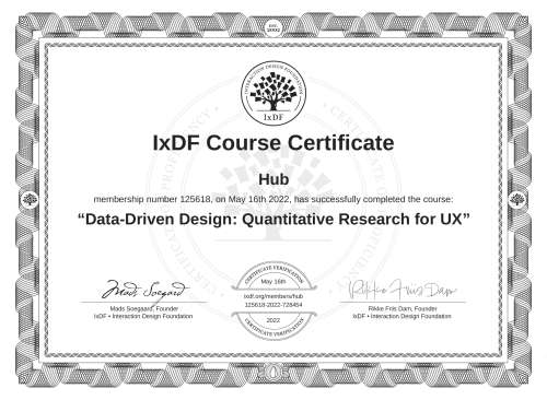 Data-Driven Design: Quantitative Research for UX certificate