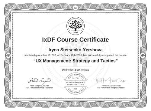 UX Management: Strategy and Tactics certificate