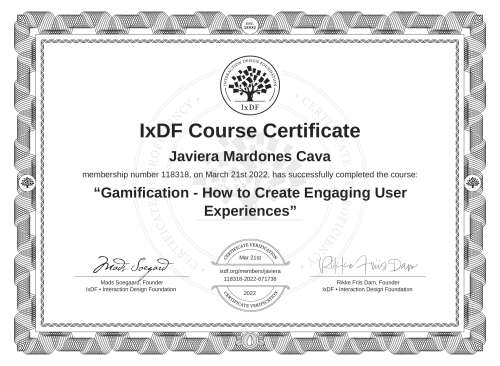 Gamification - How to Create Engaging User Experiences certificate
