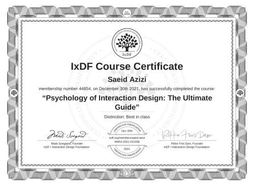 Psychology of Interaction Design: The Ultimate Guide certificate