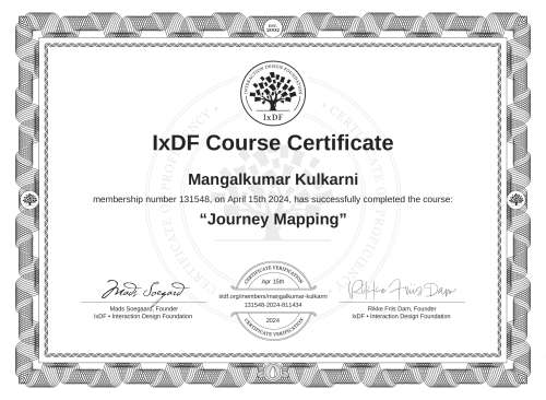 Journey Mapping certificate