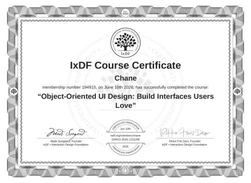 Object-Oriented UI Design: Build Interfaces Users Love certificate