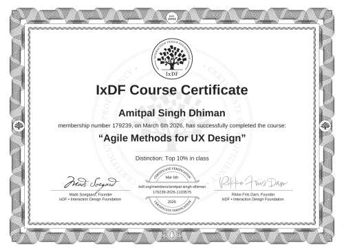 Agile Methods for UX Design certificate
