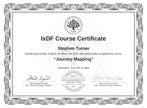 Journey Mapping certificate