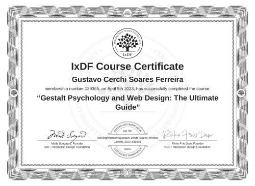 Gestalt Psychology and Web Design: The Ultimate Guide certificate