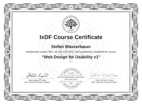 Web Design for Usability v1 certificate