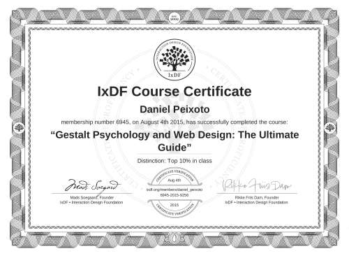 Gestalt Psychology and Web Design: The Ultimate Guide certificate