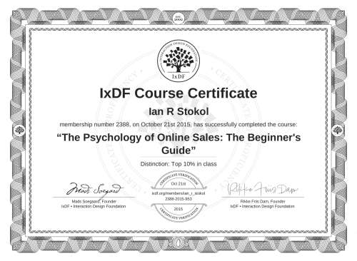 The Psychology of Online Sales: The Beginner's Guide certificate