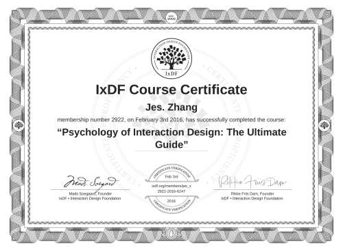 Psychology of Interaction Design: The Ultimate Guide certificate