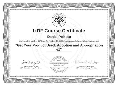 Get Your Product Used: Adoption and Appropriation v1 certificate