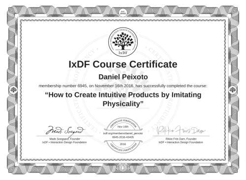 How to Create Intuitive Products by Imitating Physicality certificate