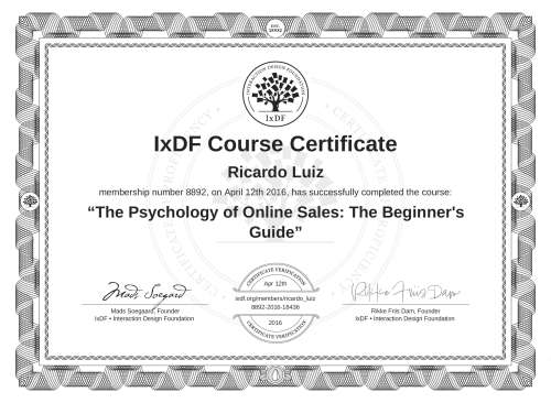 The Psychology of Online Sales: The Beginner's Guide certificate