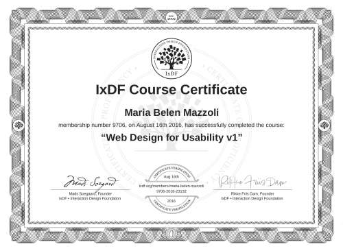 Web Design for Usability v1 certificate