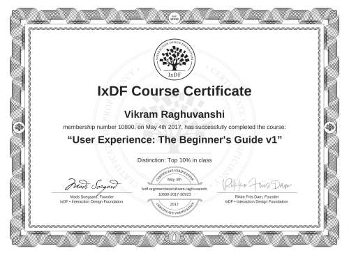 User Experience: The Beginner's Guide v1 certificate