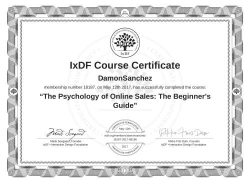 The Psychology of Online Sales: The Beginner's Guide certificate
