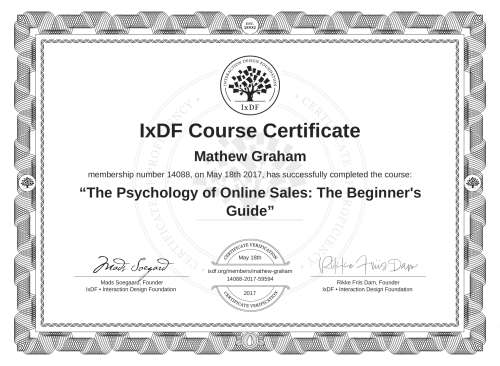 The Psychology of Online Sales: The Beginner's Guide certificate