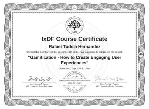 Gamification - How to Create Engaging User Experiences certificate