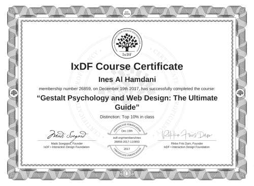 Gestalt Psychology and Web Design: The Ultimate Guide certificate