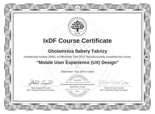 Mobile User Experience (UX) Design certificate