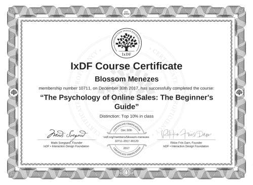 The Psychology of Online Sales: The Beginner's Guide certificate