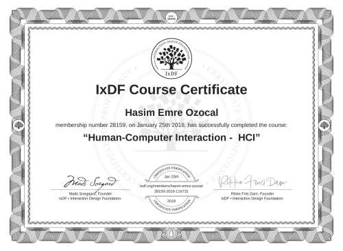 Human-Computer Interaction -  HCI certificate