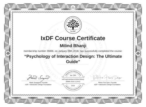 Psychology of Interaction Design: The Ultimate Guide certificate