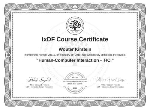 Human-Computer Interaction -  HCI certificate