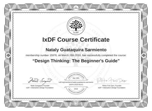 Design Thinking: The Beginner's Guide certificate