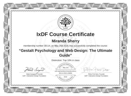 Gestalt Psychology and Web Design: The Ultimate Guide certificate