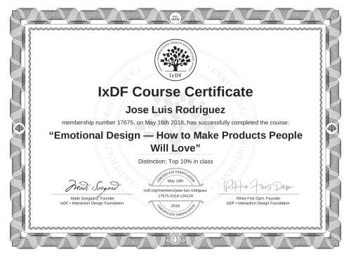 Emotional Design — How to Make Products People Will Love certificate