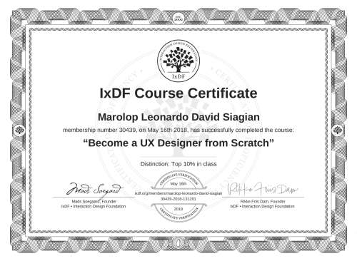 Become a UX Designer from Scratch certificate