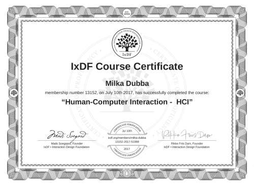 Human-Computer Interaction -  HCI certificate