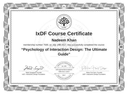 Psychology of Interaction Design: The Ultimate Guide certificate