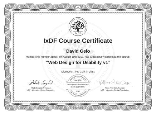 Web Design for Usability v1 certificate