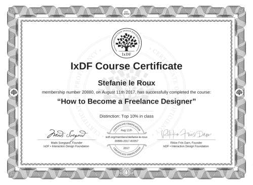 How to Become a Freelance Designer certificate