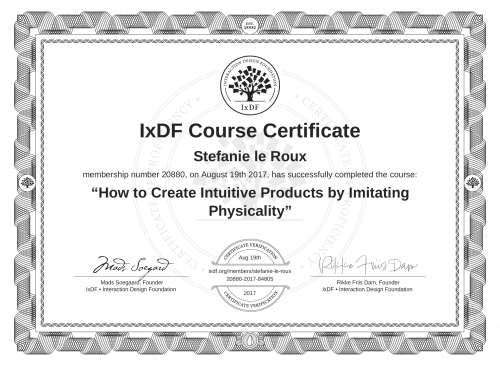 How to Create Intuitive Products by Imitating Physicality certificate